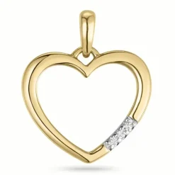 Hjerte diamantvedhæng i 14 karat guld.- og hvidguld 0,015 ct