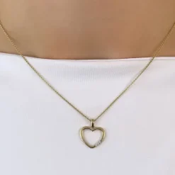 Hjerte diamantvedhæng i 14 karat guld.- og hvidguld 0,015 ct