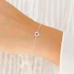 Hjerte hvid zirkon armbånd i sølv