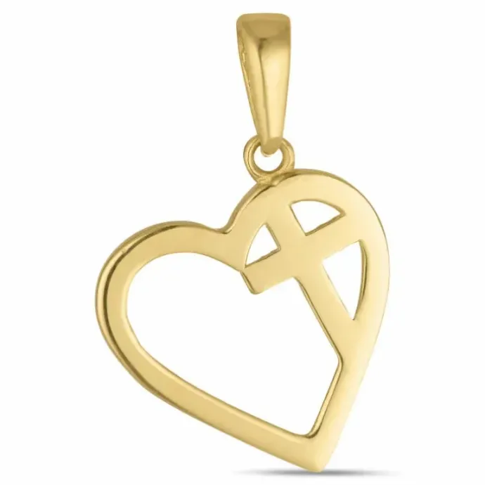 Hjerte kors vedhæng i 8 karat guld