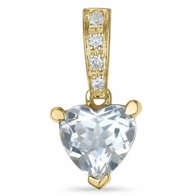 Hjerte kvarts vedhæng i 14 karat guld 0,03 ct 0,80 ct