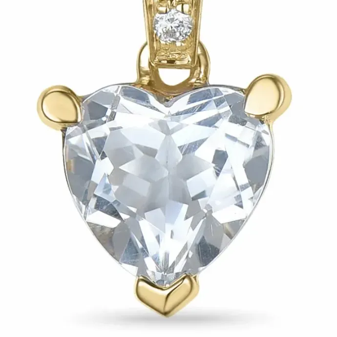 Hjerte kvarts vedhæng i 14 karat guld 0,03 ct 0,80 ct