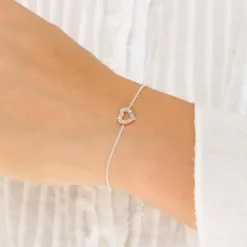 Hjerte multifarvet zirkon armbånd i sølv