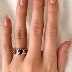 Hjerte rav ring i sølv