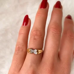Hjerte ring i 14 karat guld 0,05 ct