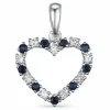 Hjerte safir vedhæng i 14 karat hvidguld 0,20 ct 0,29 ct