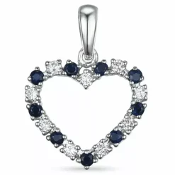 Hjerte safir vedhæng i 14 karat hvidguld 0,20 ct 0,29 ct