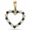 Hjerte safir vedhæng i 14 karat guld 0,20 ct 0,30 ct