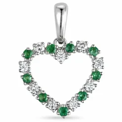 Hjerte smaragd vedhæng i 14 karat hvidguld 0,19 ct 0,19 ct