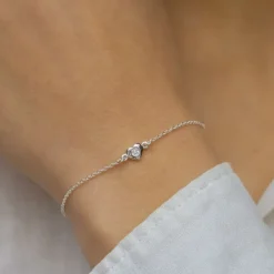 Hjerte zirkon armbånd i sølv