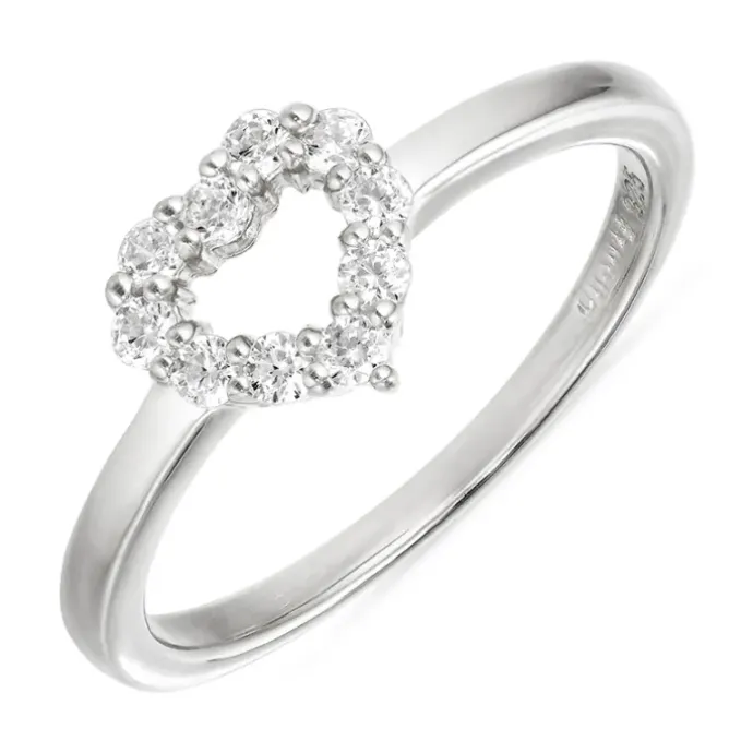 Hjerte zirkon ring i sølv