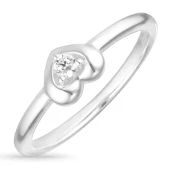 Hjerte zirkon ring i sølv