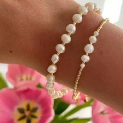 Hultquist Arabella perle armbånd i forgyldt sølv