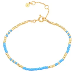 Hultquist Blue Mila perle armbånd i forgyldt sølv