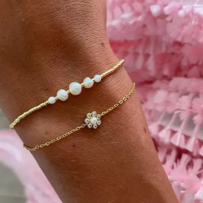 Hultquist Keyla perle armbånd i forgyldt sølv