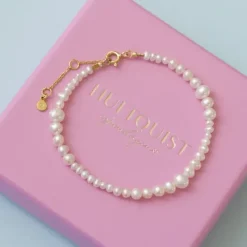 Hultquist Milkyway plain perle armbånd i forgyldt sølv