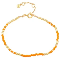 Hultquist Orange Mila orange perle armbånd i forgyldt sølv