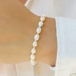 Hultquist Pastel pearl perle armbånd i forgyldt sølv