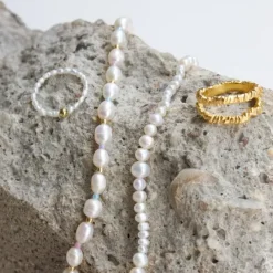 Hultquist Pastel pearl perle armbånd i forgyldt sølv