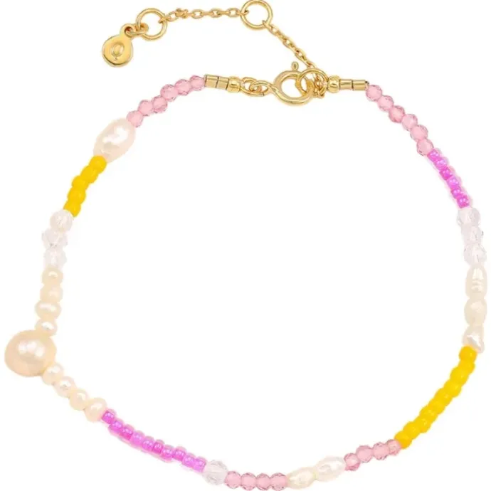 Hultquist Pink Rainbow armbånd i forgyldt sølv