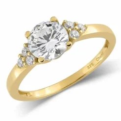 Hvid zirkon ring i 9 karat guld