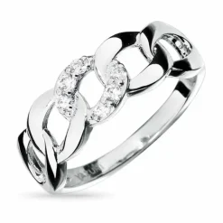 Hvid zirkon ring i rhodineret sølv