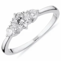 Hvid zirkon ring i rhodineret sølv