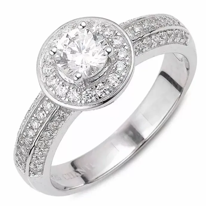 Hvid zirkon ring i sølv