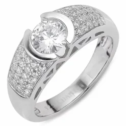 Hvid zirkon ring i sølv