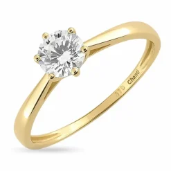 Hvid zirkon solitairering i 8 karat guld