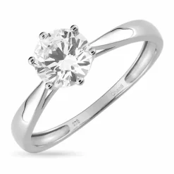 Hvid zirkon solitairering i 8 karat hvidguld