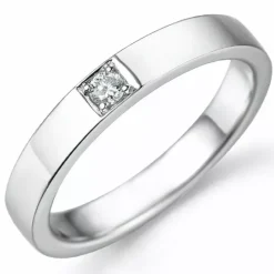 Hvidgulds alliancering i 14 karat hvidguld 1 x 0,05 ct