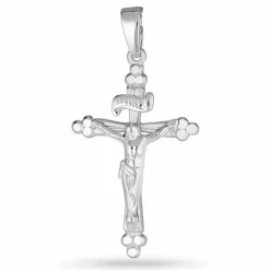 Jesus kors vedhæng i rhodineret sølv