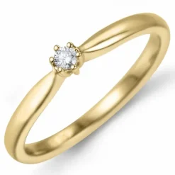 Kampagne - diamant ring i 14 karat guld 0,05 ct