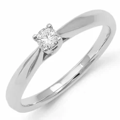 Kampagne - diamant ring i 14 karat hvidguld 0,10 ct