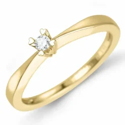 Kampagne - diamant solitairering i 14 karat guld 0,05 ct