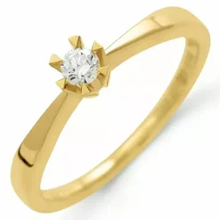 Kampagne - diamant solitairering i 14 karat guld 0,11 ct