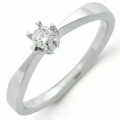 Kampagne - diamant solitairering i 14 karat hvidguld 0,09 ct