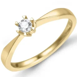 Kampagne - diamant solitairering i 14 karat guld 0,12 ct