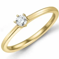Kampagne - diamant solitairering i 14 karat guld 0,14 ct