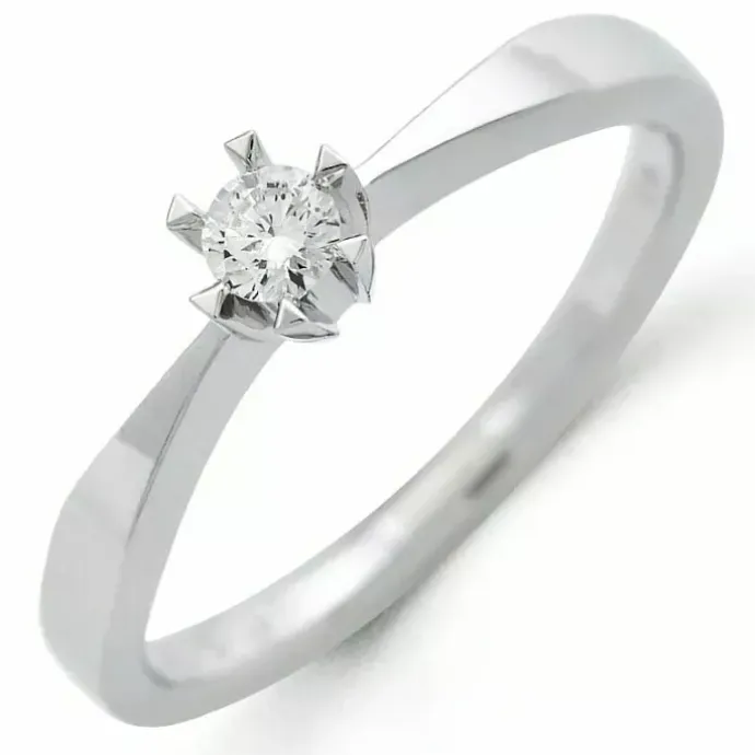 Kampagne - diamant solitairering i 14 karat hvidguld 0,10 ct