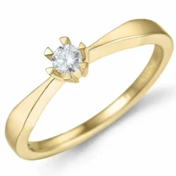 Kampagne - diamant solitairering i 14 karat guld 0,14 ct