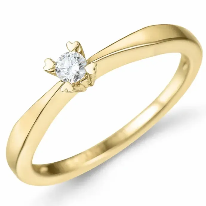 Kampagne - diamant solitairering i 14 karat guld 0,10 ct