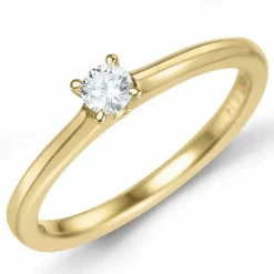 Kampagne - diamant solitairering i 14 karat guld 0,14 ct