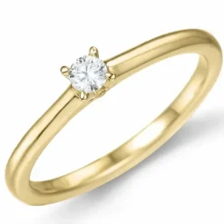 Kampagne - diamant solitairering i 14 karat guld 0,12 ct