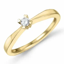 Kampagne - diamant solitairering i 14 karat guld 0,08 ct