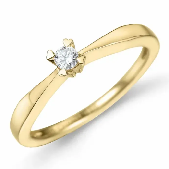 Kampagne - diamant solitairering i 14 karat guld 0,08 ct