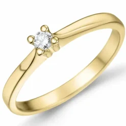 Kampagne - diamant solitairering i 14 karat guld 0,08 ct