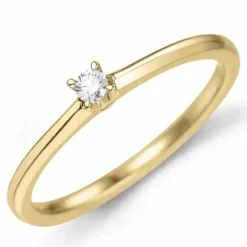 Kampagne - diamant solitairering i 14 karat guld 0,05 ct