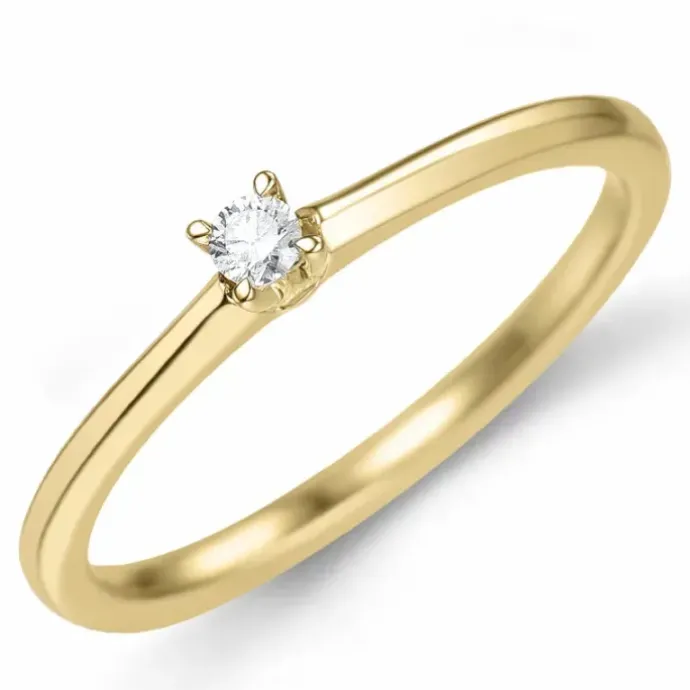 Kampagne - diamant solitairering i 14 karat guld 0,05 ct